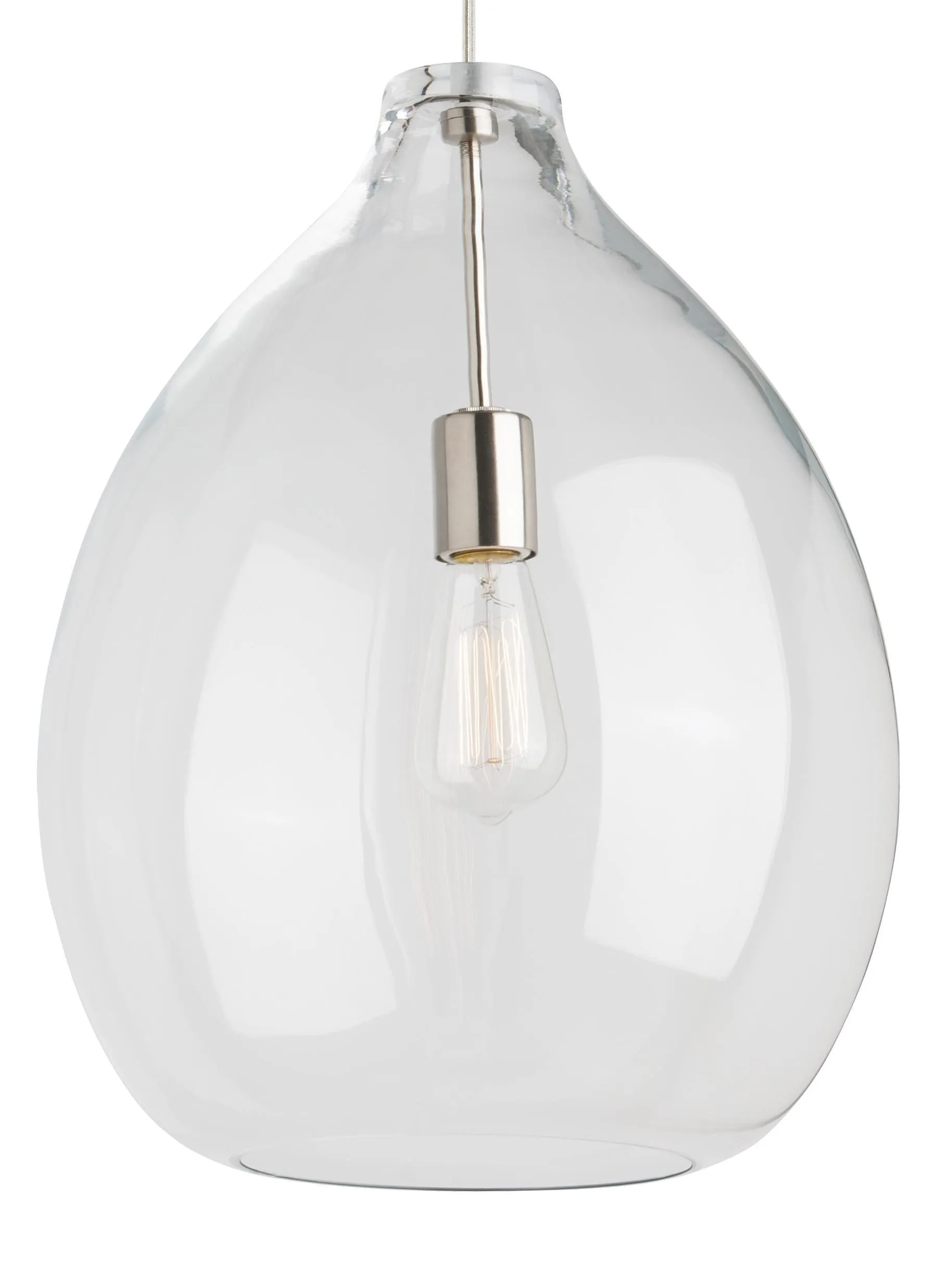 Quinton 16 in. Bulb Pendant Light Clear Satin Nickel Finish
