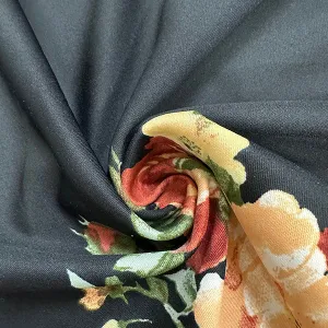 Rust Floral Print Scuba Double Knit Fabric