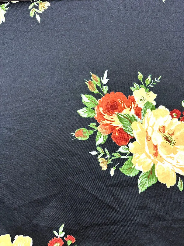 Rust Floral Print Scuba Double Knit Fabric