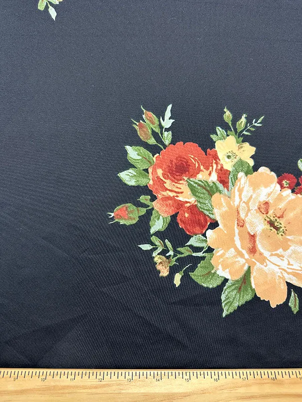 Rust Floral Print Scuba Double Knit Fabric