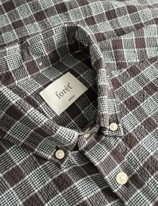 seersucker shirt - hornet - brown checks