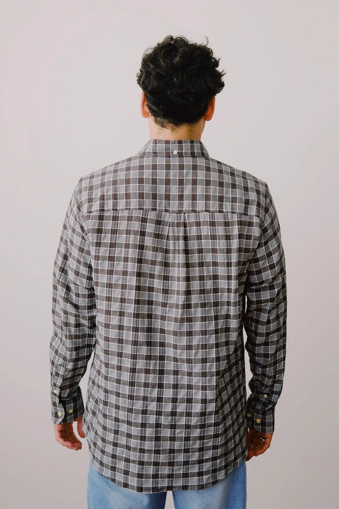 seersucker shirt - hornet - brown checks