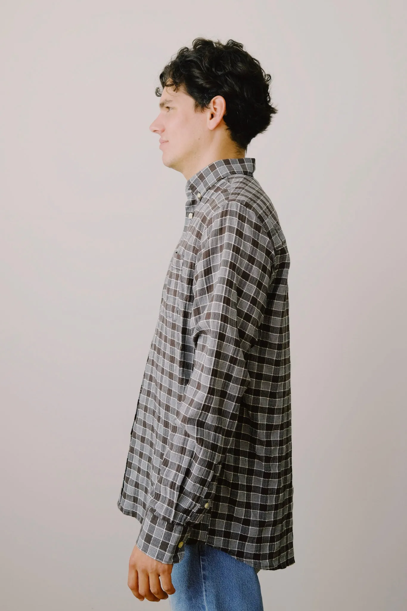 seersucker shirt - hornet - brown checks