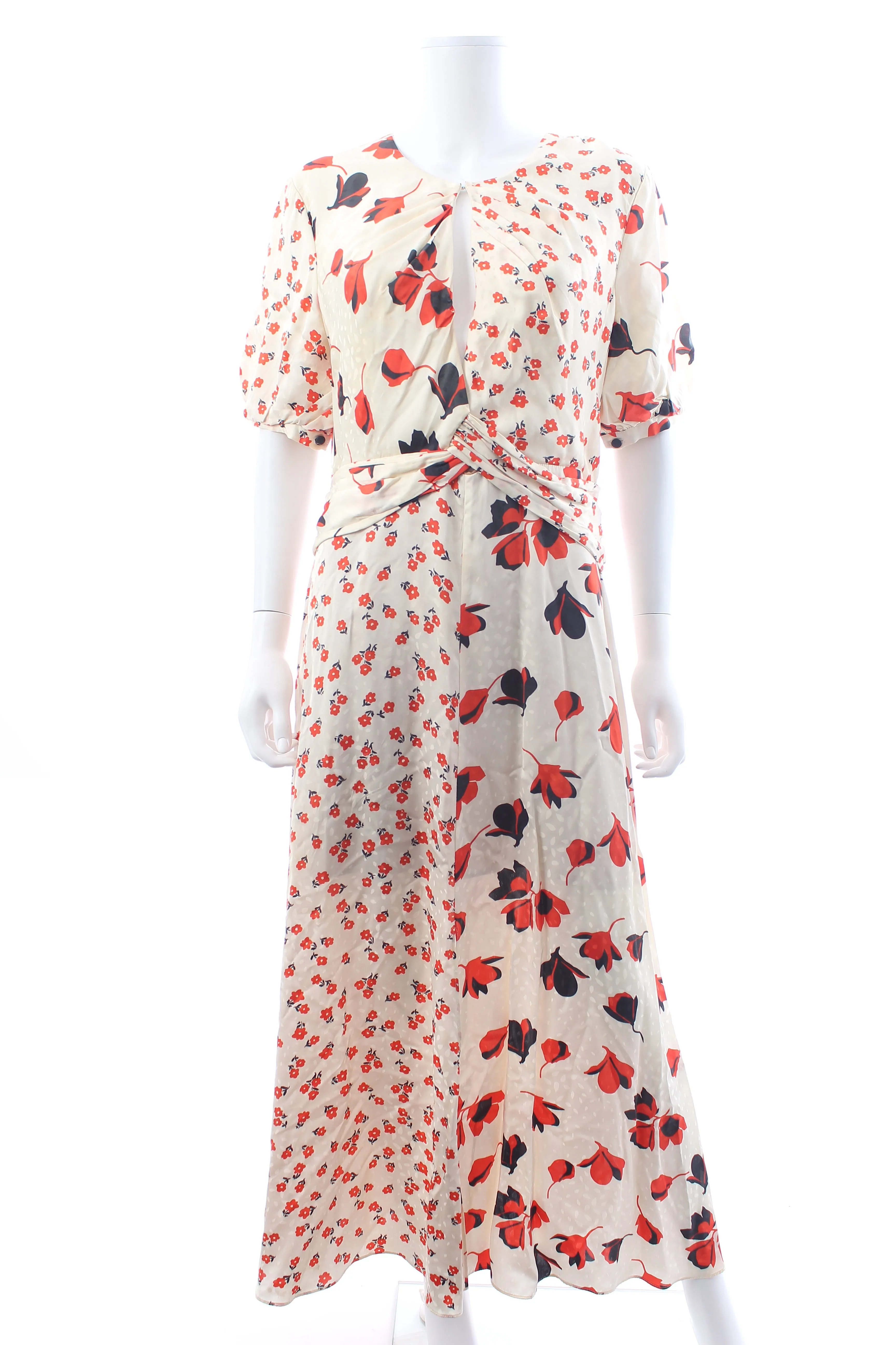 Self-Portrait Floral Printed Satin Midi Dress
