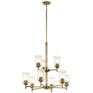 Shailene 27" 9-Light Chandelier with Clear Glass, Natural Brass Finish