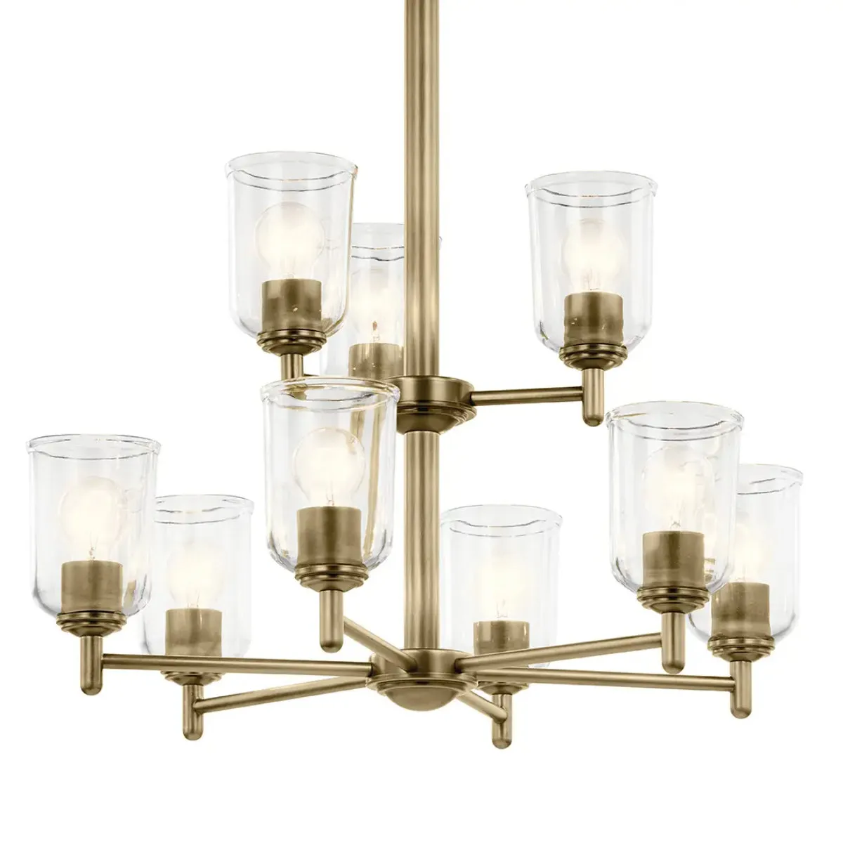 Shailene 27" 9-Light Chandelier with Clear Glass, Natural Brass Finish