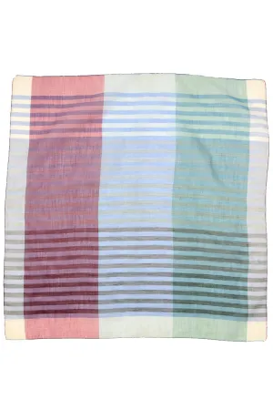 Striped Green, Blue & Red Striped Plaid Vintage Cotton Scarf