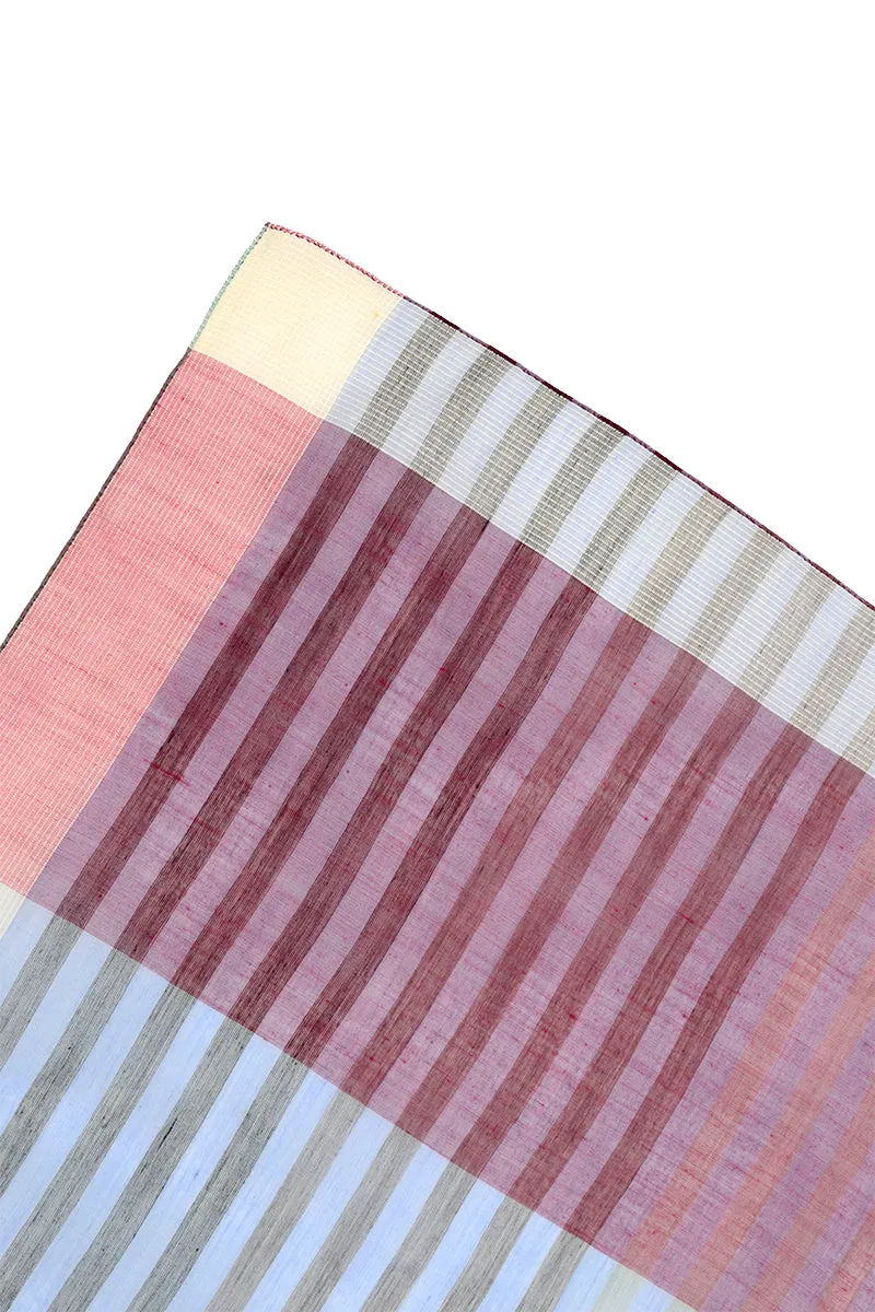 Striped Green, Blue & Red Striped Plaid Vintage Cotton Scarf