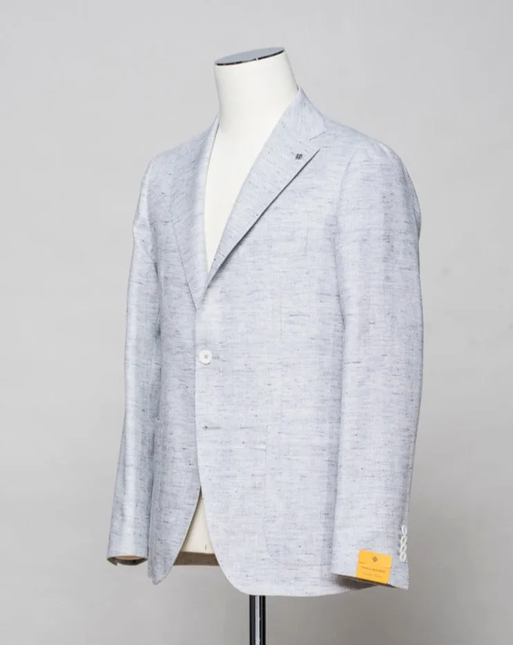 Tagliatore Linen & Cotton Herringbone Jacket / Light Grey