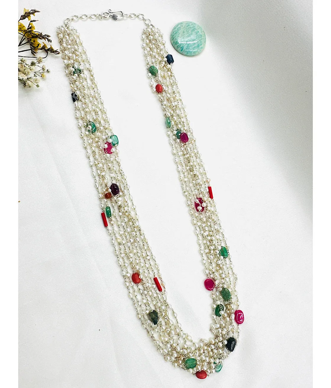 The Meghaduta Silver Layered Pearl Necklace