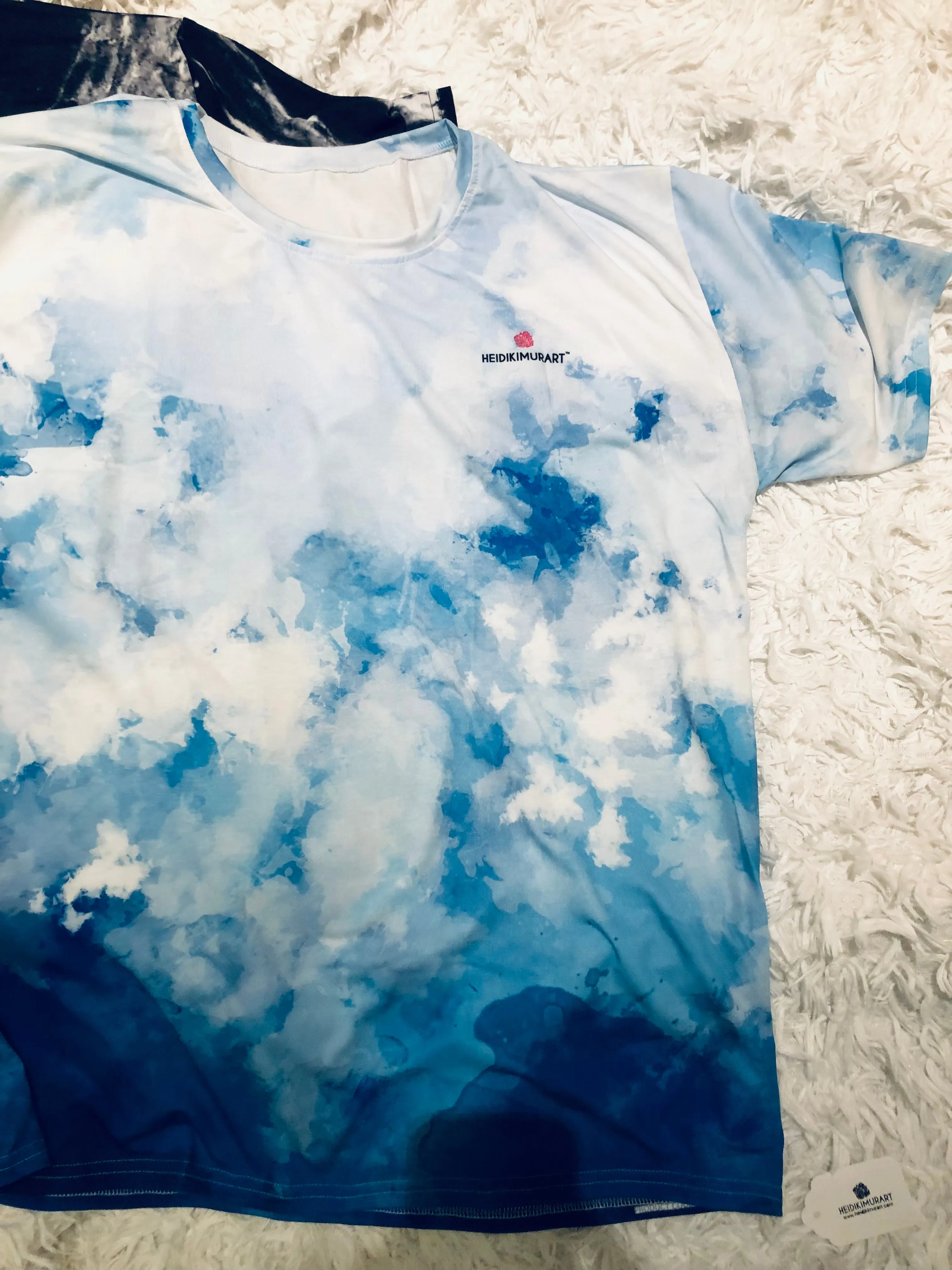 Tie Dye Blue Men's T-shirt, Abstract Sky Blue Luxury Tee For Me-Made in USA/EU/MX (US Size: XS-2XL)