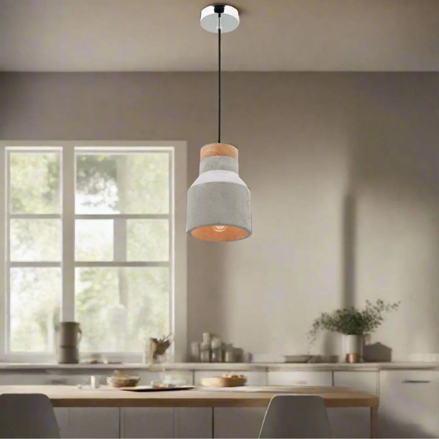 Timber and Concrete Pendant Light Small/Large