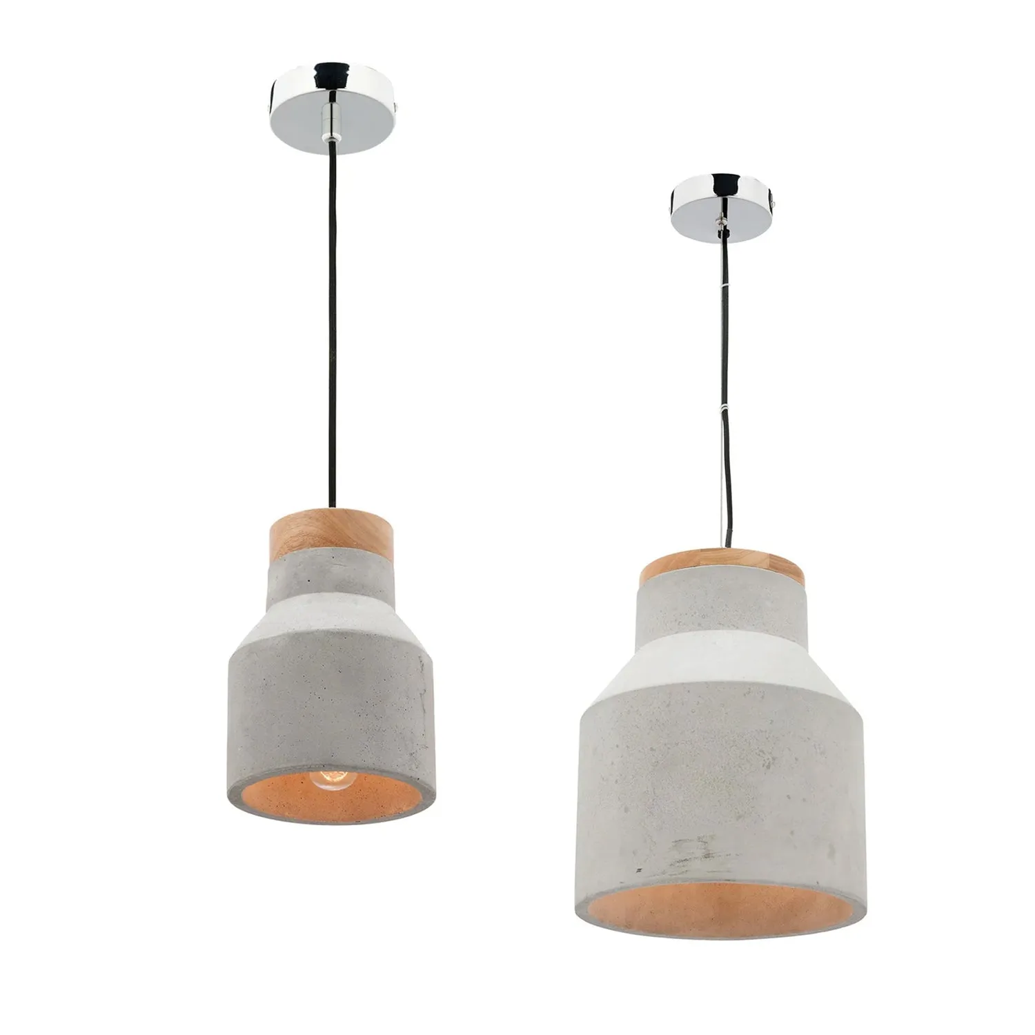 Timber and Concrete Pendant Light Small/Large