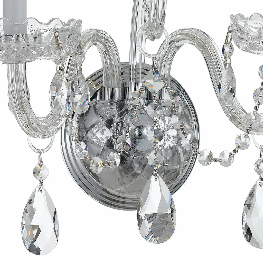 Traditional Crystal 2 Light Hand Cut Crystal Polished Chrome Sconce