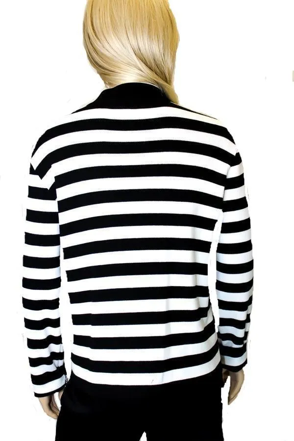 Tricotto 733 Black/White Striped Knit Jacket