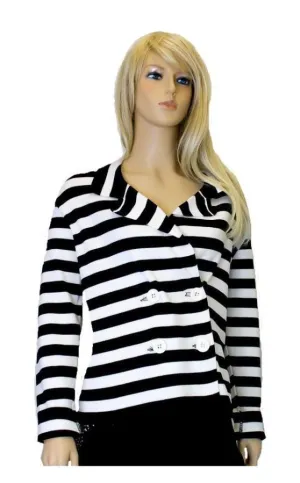 Tricotto 733 Black/White Striped Knit Jacket