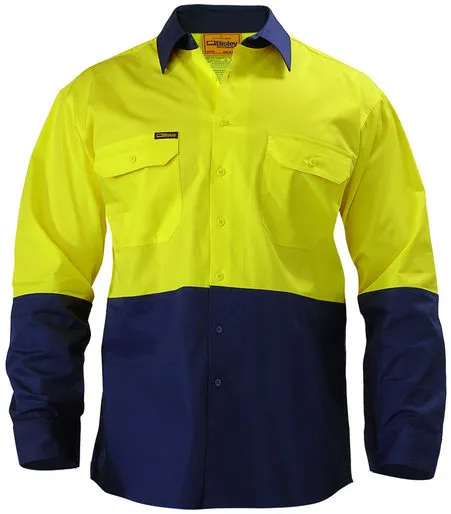 Two Tone Hi Vis Cool Lightweight Drill Shirt Long Sleeve - BS6895