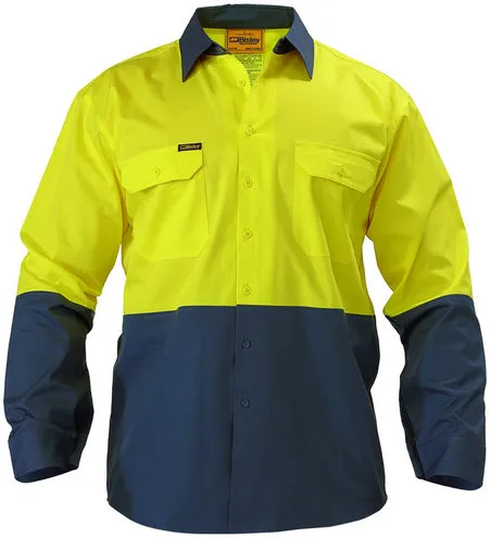 Two Tone Hi Vis Cool Lightweight Drill Shirt Long Sleeve - BS6895