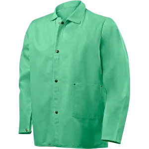 Weldlite Plus™ Hybrid 9 oz Flame Resistant Cotton With Leather Sleeves Jacket, 30" Green/Gray, 4X-Large
