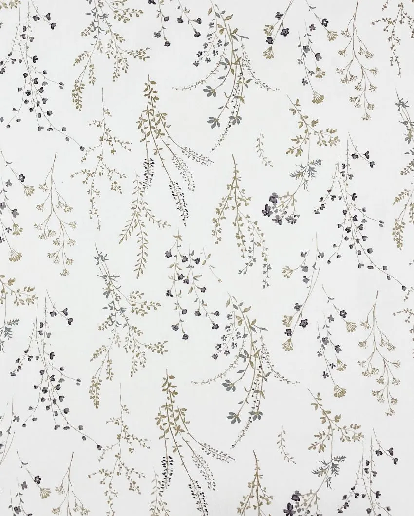 White and Neutral Floral Ananda Cotton One Bedsheet With Two Pillow Covers | 108 x 90 inches