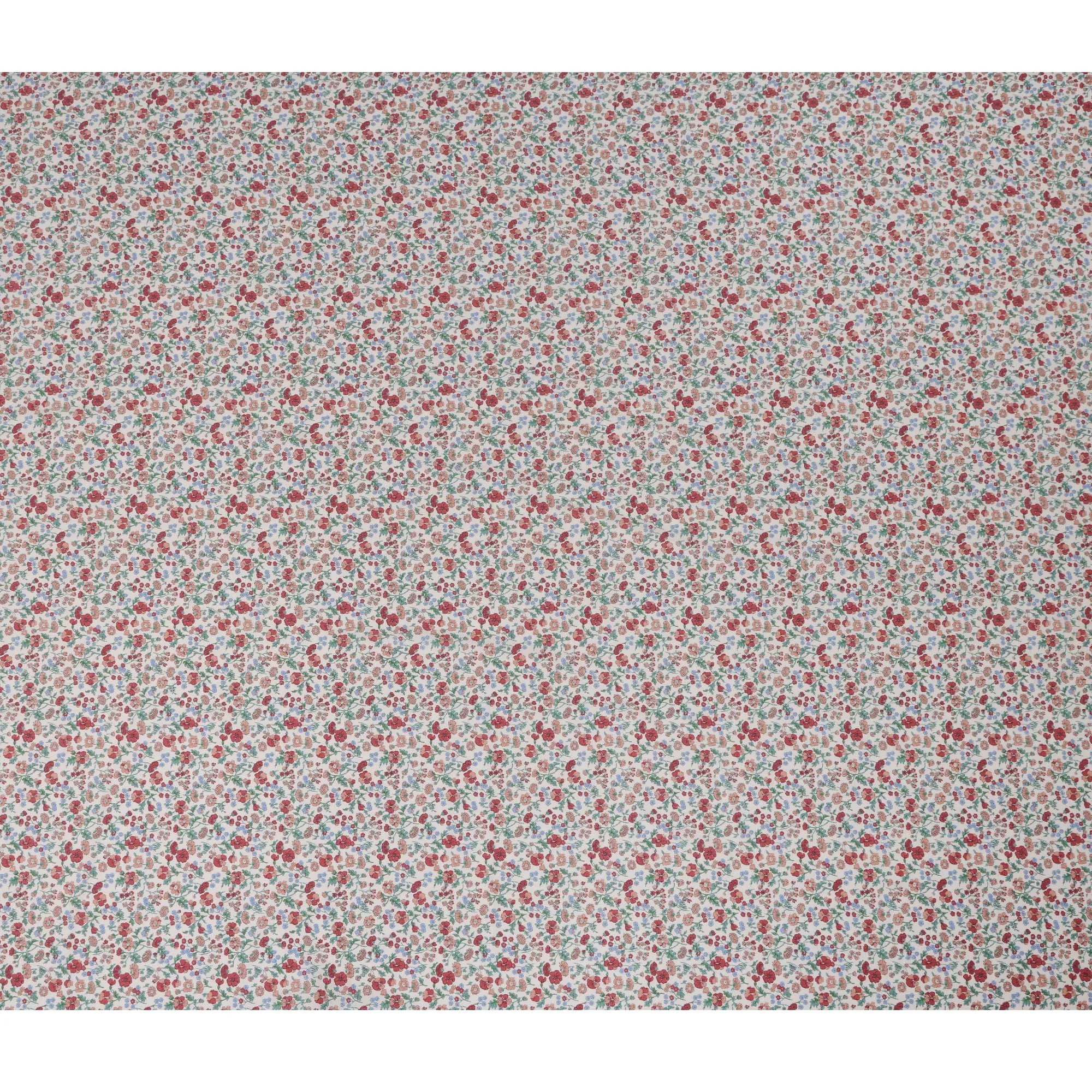 White and Red Floral Cotton Lawn Digital Print Fabric - 110 cm Width-D21232